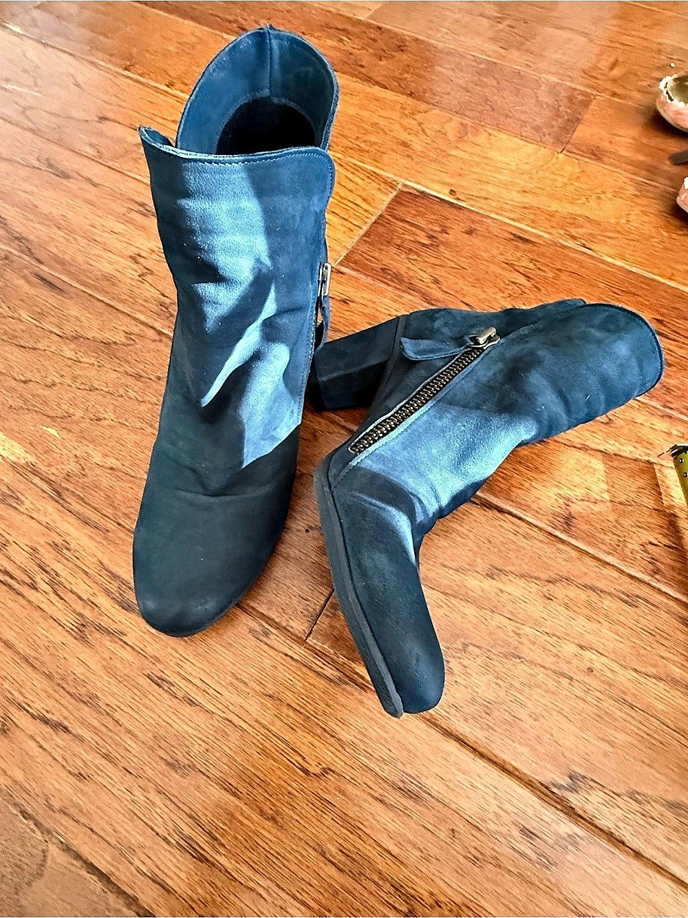 bueno Side-Zip Heeled Booties in Blue US 8